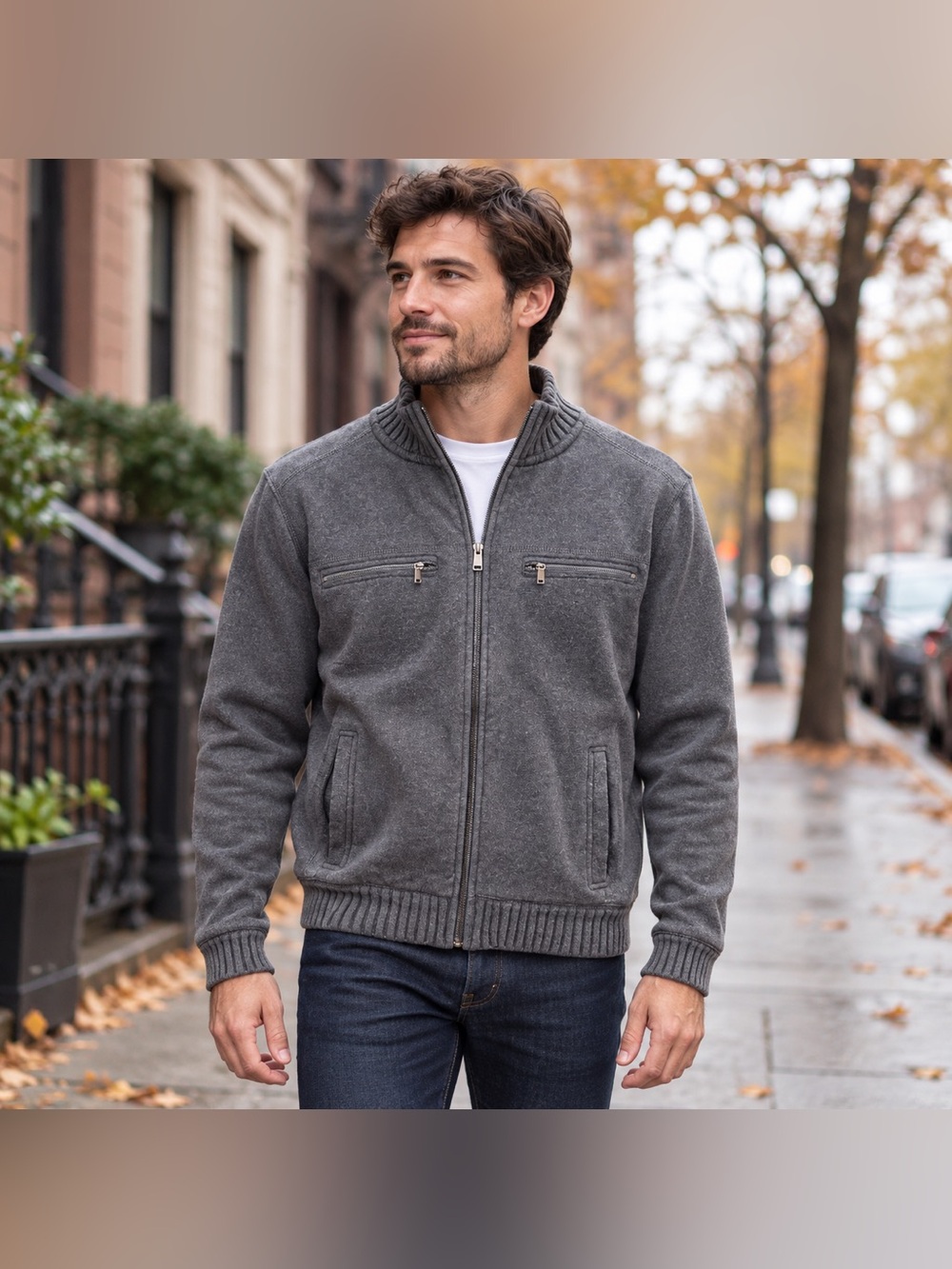 Calvin Klein Gray Full Zip Sweater Jacket Size M